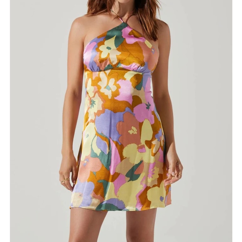 Astr Floral Mini Dress in Yellow, Pink, Purple and Green